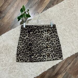 Altar'd State Leopard Print Faux Suede Wrap A-Line High Waisted Mini Skirt NWOT